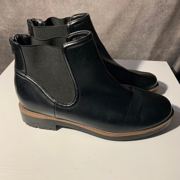 Black Leather Women's ESPRITE Ankle Boots Size 10 - Picture 3 of 9